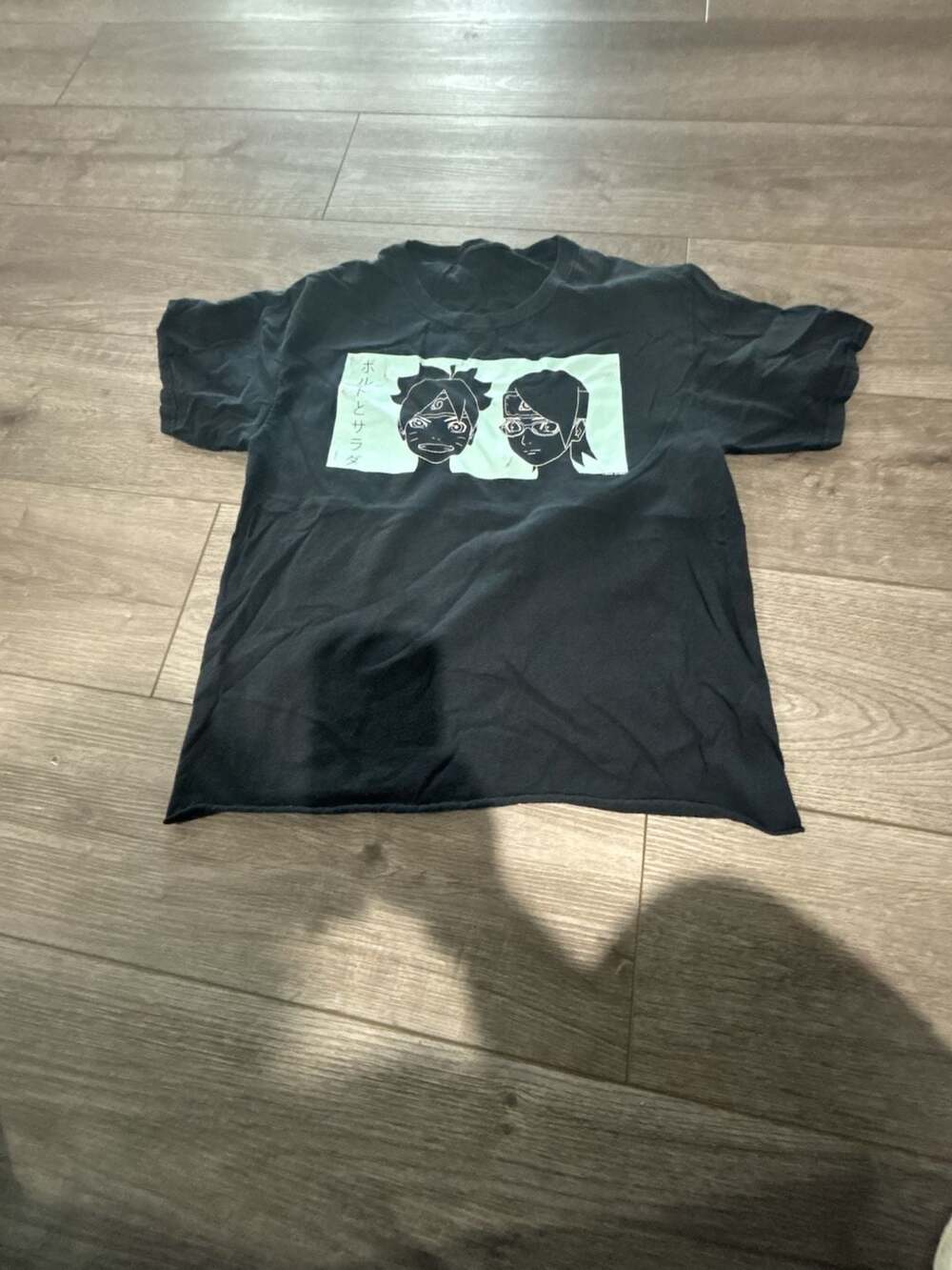 Boruto & Sarada Anime Graphic T-Shirt Black Short Sleeve